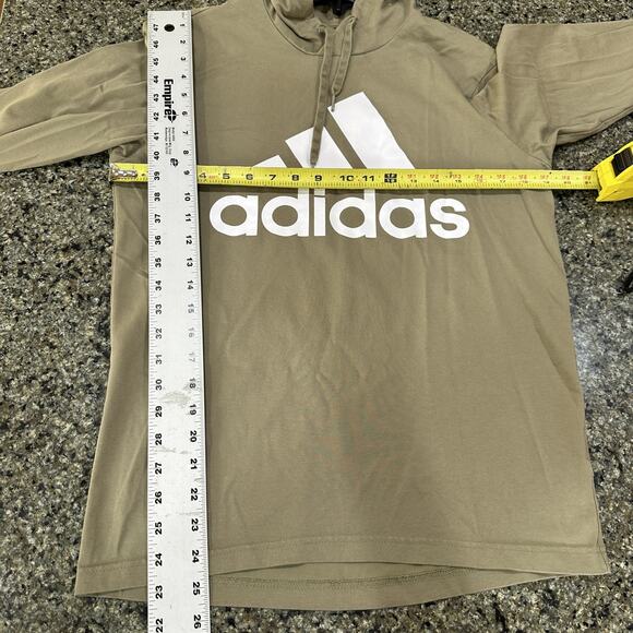 Adidas Hoodie Shirt Men Small Green Long Sleeve Pullover Drawstring Logo Lounge - Picture 3 of 8